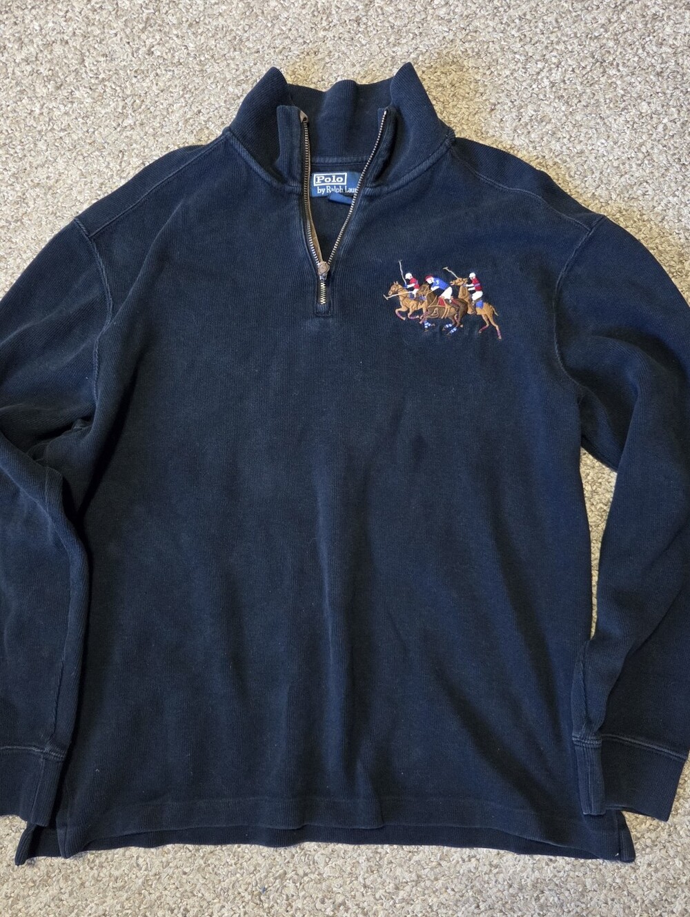 Polo by Ralph Lauren Navy Half-Zip Rugby Sweatshirt with Polo Player Embroidery